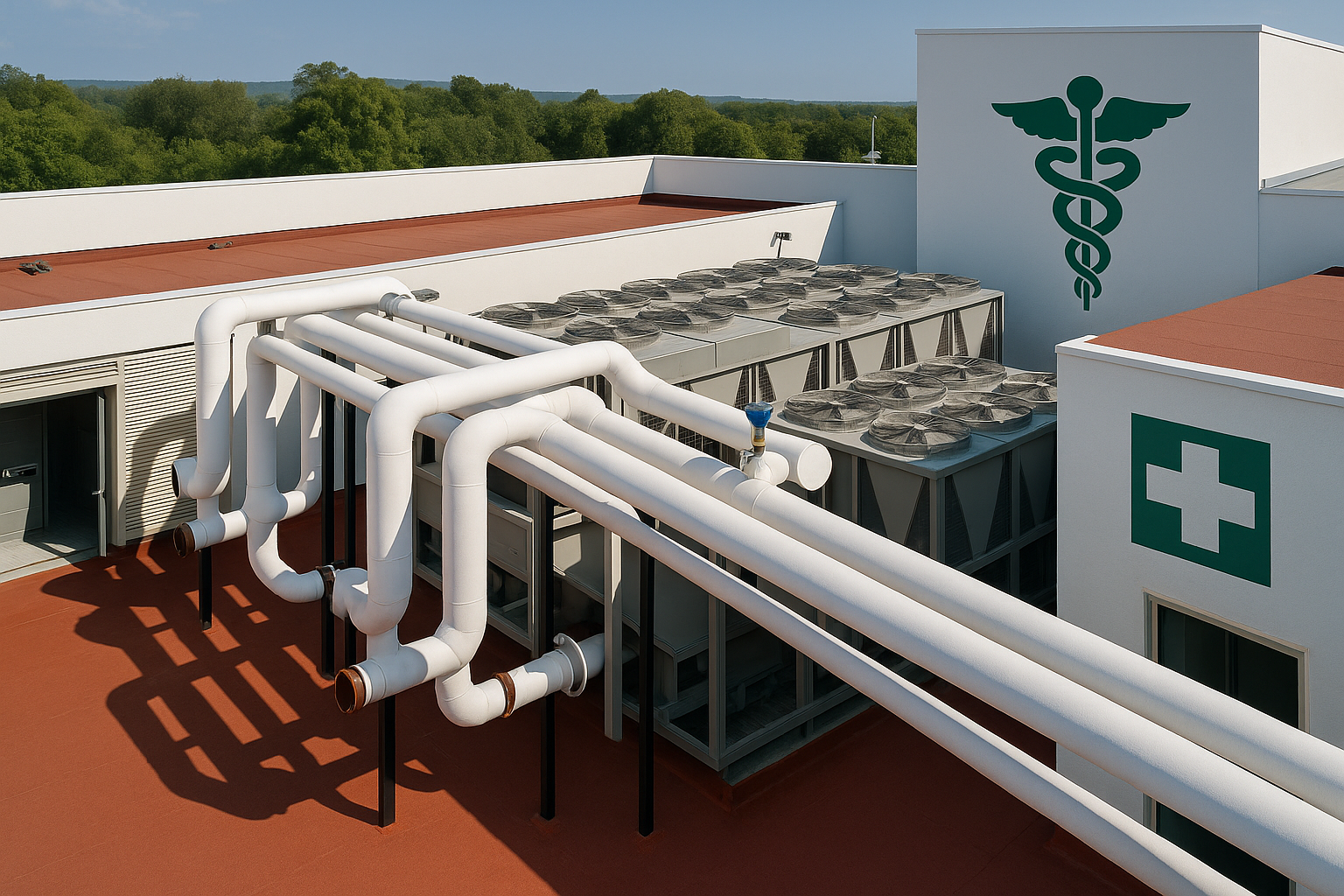 Sistema HVAC hospitalario con automatización y monitoreo EMS